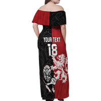 Custom British Lions New Zealand Family Matching Off Shoulder Maxi Dress and Hawaiian Shirt Unique Style LT18 - Polynesian Pride