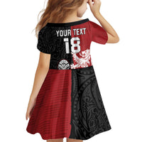 Custom British Lions New Zealand Kid Short Sleeve Dress Unique Style - Polynesian Pride