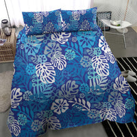 Blue Aloha Hawaiian Bedding Set Monstera Hibiscus Tropical Pattern LT19 - Polynesian Pride