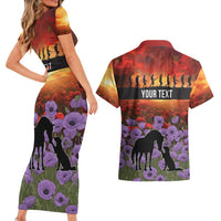Personalised ANZAC Day Couples Matching Short Sleeve Bodycon Dress and Hawaiian Shirt Remembering the Animals of War LT19 - Polynesian Pride