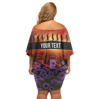 Personalised ANZAC Day Family Matching Off Shoulder Short Dress and Hawaiian Shirt Remembering the Animals of War LT19 - Polynesian Pride