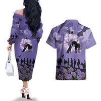 ANZAC Day Couples Matching Off The Shoulder Long Sleeve Dress and Hawaiian Shirt Lest We Forget the Animals Too LT19 - Polynesian Pride