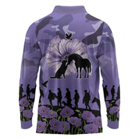 ANZAC Day Long Sleeve Polo Shirt Lest We Forget the Animals Too