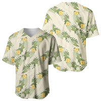 Hawaiian Pikake Maile Lei Baseball Jersey Tiare Hibiscus Kalo Palapalai Leaf Beige