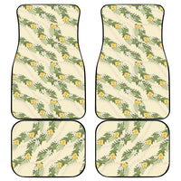Hawaiian Pikake Maile Lei Car Mats Tiare Hibiscus Kalo Palapalai Leaf Beige
