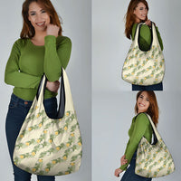 Hawaiian Pikake Maile Lei Grocery Bag Tiare Hibiscus Kalo Palapalai Leaf Beige LT19 - Polynesian Pride
