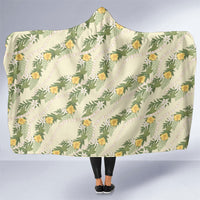 Hawaiian Pikake Maile Lei Hooded Blanket Tiare Hibiscus Kalo Palapalai Leaf Beige LT19 One Size Beige - Polynesian Pride