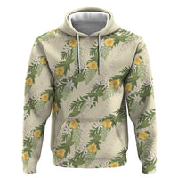Hawaiian Pikake Maile Lei Hoodie Tiare Hibiscus Kalo Palapalai Leaf Beige LT19 Pullover Hoodie Beige - Polynesian Pride