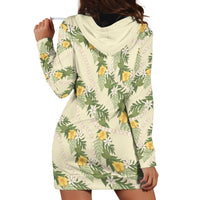 Hawaiian Pikake Maile Lei Hoodie Dress Tiare Hibiscus Kalo Palapalai Leaf Beige LT19 - Polynesian Pride