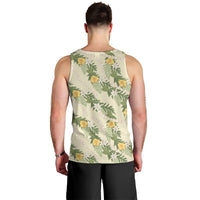 Hawaiian Pikake Maile Lei Men Tank Top Tiare Hibiscus Kalo Palapalai Leaf Beige LT19 - Polynesian Pride