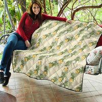 Hawaiian Pikake Maile Lei Quilt Tiare Hibiscus Kalo Palapalai Leaf Beige