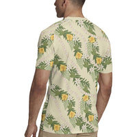 Hawaiian Pikake Maile Lei Rugby Jersey Tiare Hibiscus Kalo Palapalai Leaf Beige LT19 - Polynesian Pride