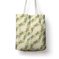 Hawaiian Pikake Maile Lei Tote Bag Tiare Hibiscus Kalo Palapalai Leaf Beige LT19 - Polynesian Pride