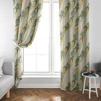 Hawaiian Pikake Maile Lei Window Curtain Tiare Hibiscus Kalo Palapalai Leaf Beige