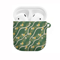 Hawaiian Pikake Maile Lei AirPods Case Tiare Hibiscus Kalo Palapalai Leaf Green LT19 Green - Polynesian Pride