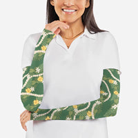 Hawaiian Pikake Maile Lei Arm Sleeves Tiare Hibiscus Kalo Palapalai Leaf Green LT19 - Polynesian Pride