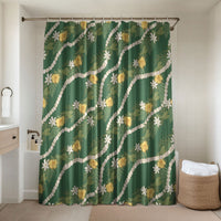 Hawaiian Pikake Maile Lei Bathroom Set Tiare Hibiscus Kalo Palapalai Leaf Green
