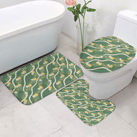 Hawaiian Pikake Maile Lei Bathroom Set Tiare Hibiscus Kalo Palapalai Leaf Green