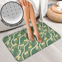 Hawaiian Pikake Maile Lei Bathroom Set Tiare Hibiscus Kalo Palapalai Leaf Green