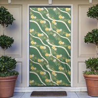 Hawaiian Pikake Maile Lei Door Cover Tiare Hibiscus Kalo Palapalai Leaf Green LT19 Green - Polynesian Pride