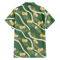 Hawaiian Pikake Maile Lei Family Matching Mermaid Dress and Hawaiian Shirt Tiare Hibiscus Kalo Palapalai Leaf Green LT19 - Polynesian Pride