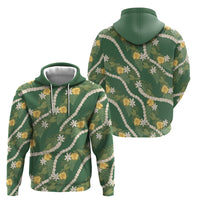 Hawaiian Pikake Maile Lei Hoodie Tiare Hibiscus Kalo Palapalai Leaf Green LT19 - Polynesian Pride