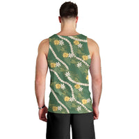 Hawaiian Pikake Maile Lei Men Tank Top Tiare Hibiscus Kalo Palapalai Leaf Green LT19 - Polynesian Pride