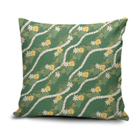 Hawaiian Pikake Maile Lei Pillow Cover Tiare Hibiscus Kalo Palapalai Leaf Green LT19 Green - Polynesian Pride
