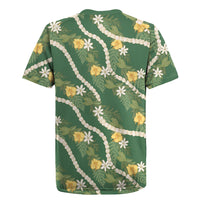 Hawaiian Pikake Maile Lei Rugby Jersey Tiare Hibiscus Kalo Palapalai Leaf Green LT19 - Polynesian Pride