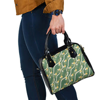 Hawaiian Pikake Maile Lei Shoulder Handbag Tiare Hibiscus Kalo Palapalai Leaf Green