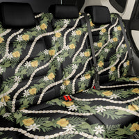Hawaiian Pikake Maile Lei Back Car Seat Cover Tiare Hibiscus Kalo Palapalai Leaf Black LT19 - Polynesian Pride