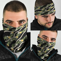 Hawaiian Pikake Maile Lei Neck Gaiter Tiare Hibiscus Kalo Palapalai Leaf Black