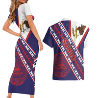 American Samoa Flag Day Couples Matching Short Sleeve Bodycon Dress and Hawaiian Shirt Polynesian Tribal Tattoo Eagle Art LT19 - Polynesian Pride