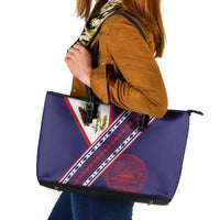 American Samoa Flag Day Leather Tote Bag Polynesian Tribal Tattoo Eagle Art