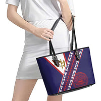 American Samoa Flag Day Leather Tote Bag Polynesian Tribal Tattoo Eagle Art