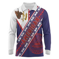 American Samoa Flag Day Long Sleeve Polo Shirt Polynesian Tribal Tattoo Eagle Art