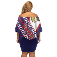 American Samoa Flag Day Off Shoulder Short Dress Polynesian Tribal Tattoo Eagle Art
