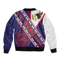 American Samoa Flag Day Sleeve Zip Bomber Jacket Polynesian Tribal Tattoo Eagle Art