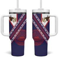 American Samoa Flag Day Tumbler With Handle Polynesian Tribal Tattoo Eagle Art