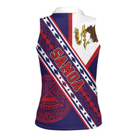 American Samoa Flag Day Women Sleeveless Polo Shirt Polynesian Tribal Tattoo Eagle Art