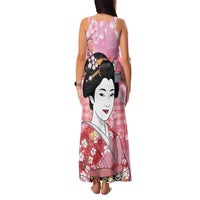 Japanese Geisha Cherry Blossom Family Matching Tank Maxi Dress and Hawaiian Shirt Pink Palaka Hawaii Pattern Fusion Design LT19 - Polynesian Pride