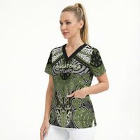 Aotearoa Iwi Whakatohea Personalised Scrub Top Maori Kowhaiwhai Pattern