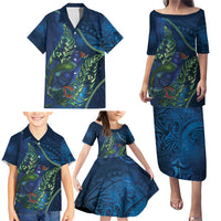 New Zealand Takahe Personalised Family Matching Puletasi and Hawaiian Shirt Silver Fern Galaxy Polynesian Pattern LT22 - Polynesian Pride