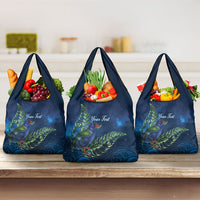 New Zealand Takahe Personalised Grocery Bag Silver Fern Galaxy Polynesian Pattern