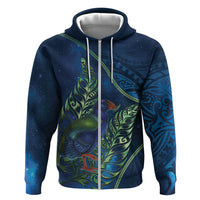 New Zealand Takahe Personalised Hoodie Silver Fern Galaxy Polynesian Pattern