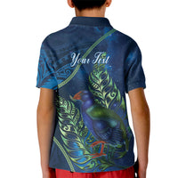 New Zealand Takahe Personalised Kid Polo Shirt Silver Fern Galaxy Polynesian Pattern