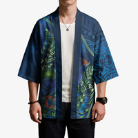 New Zealand Takahe Personalised Kimono Silver Fern Galaxy Polynesian Pattern