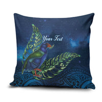 New Zealand Takahe Personalised Pillow Cover Silver Fern Galaxy Polynesian Pattern