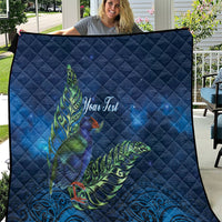 New Zealand Takahe Personalised Quilt Silver Fern Galaxy Polynesian Pattern