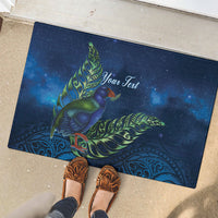 New Zealand Takahe Personalised Rubber Doormat Silver Fern Galaxy Polynesian Pattern